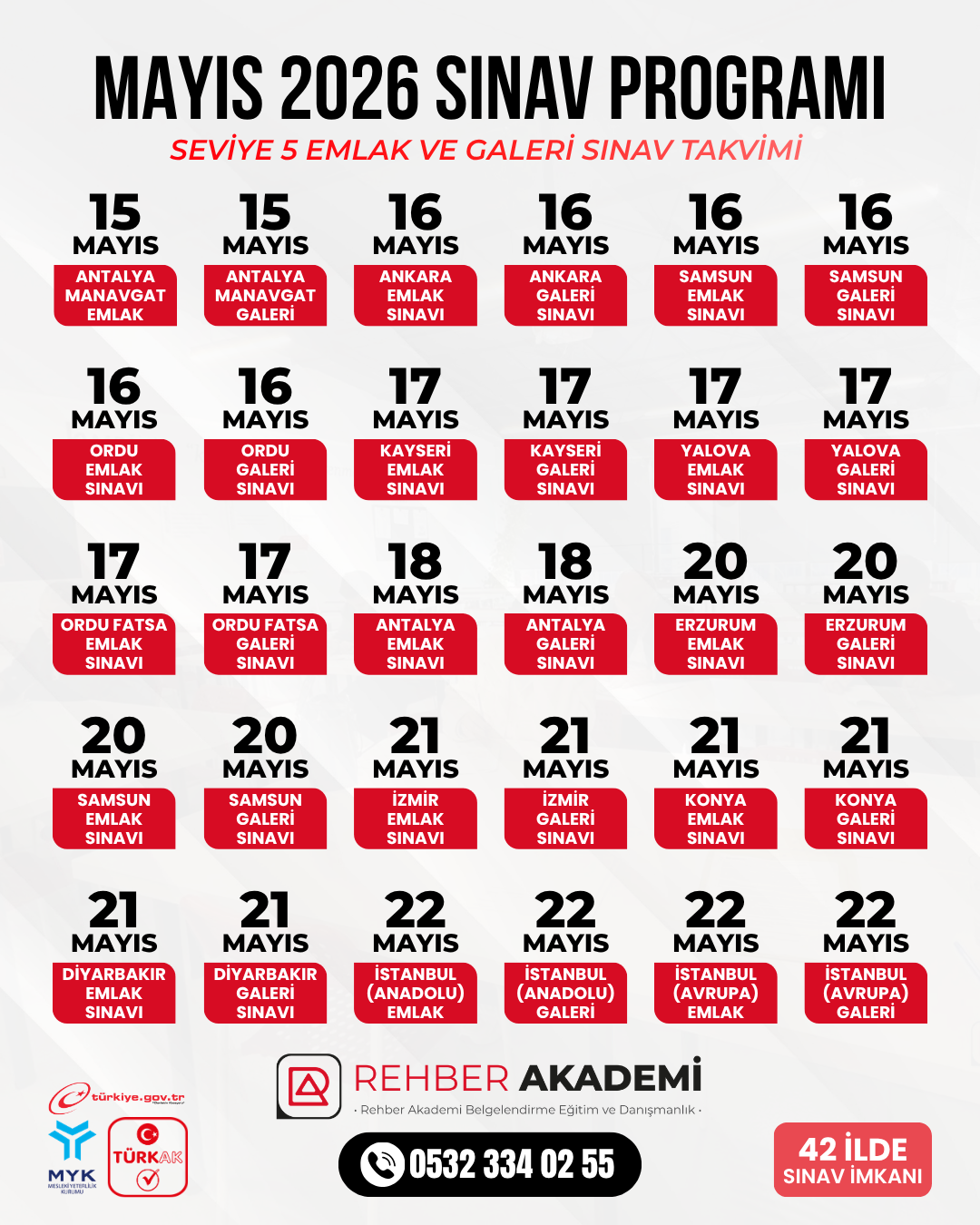 mayıs ayı sınav takvimi 2